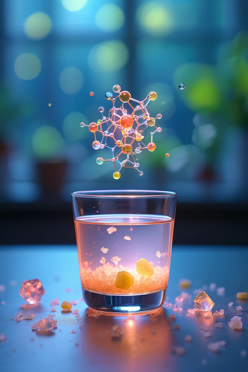 Scientific depiction of electrolytes and minerals associated with pink salt ginger honey water
